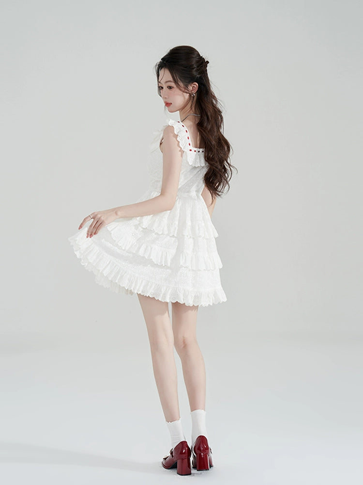 Stitched Cotton Flying Sleeve Dress