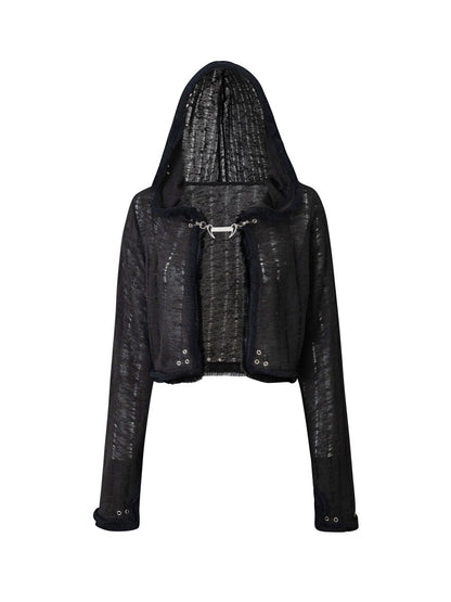 Sheer Black Gothic Hooded Cardigan