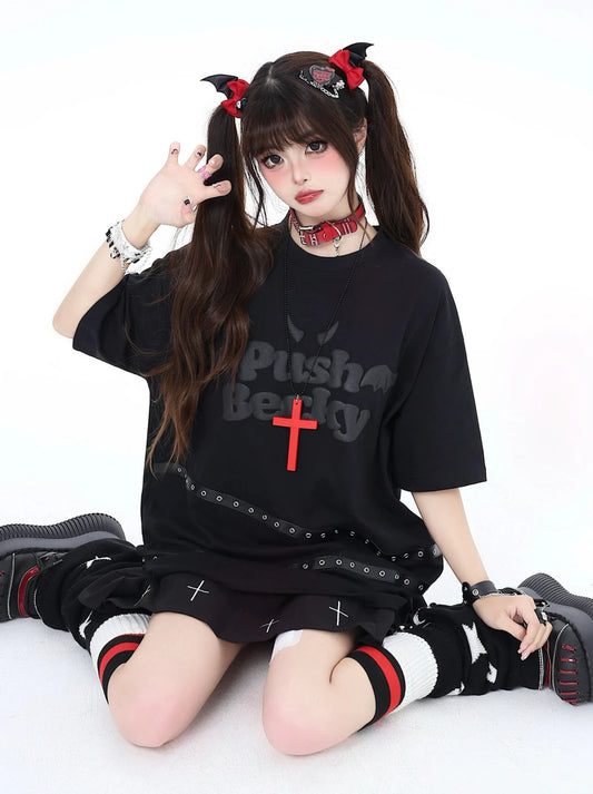 [3.23 limited time 95% off] niche three-dimensional wings dark subculture versatile solid color loose new T-shirt summer