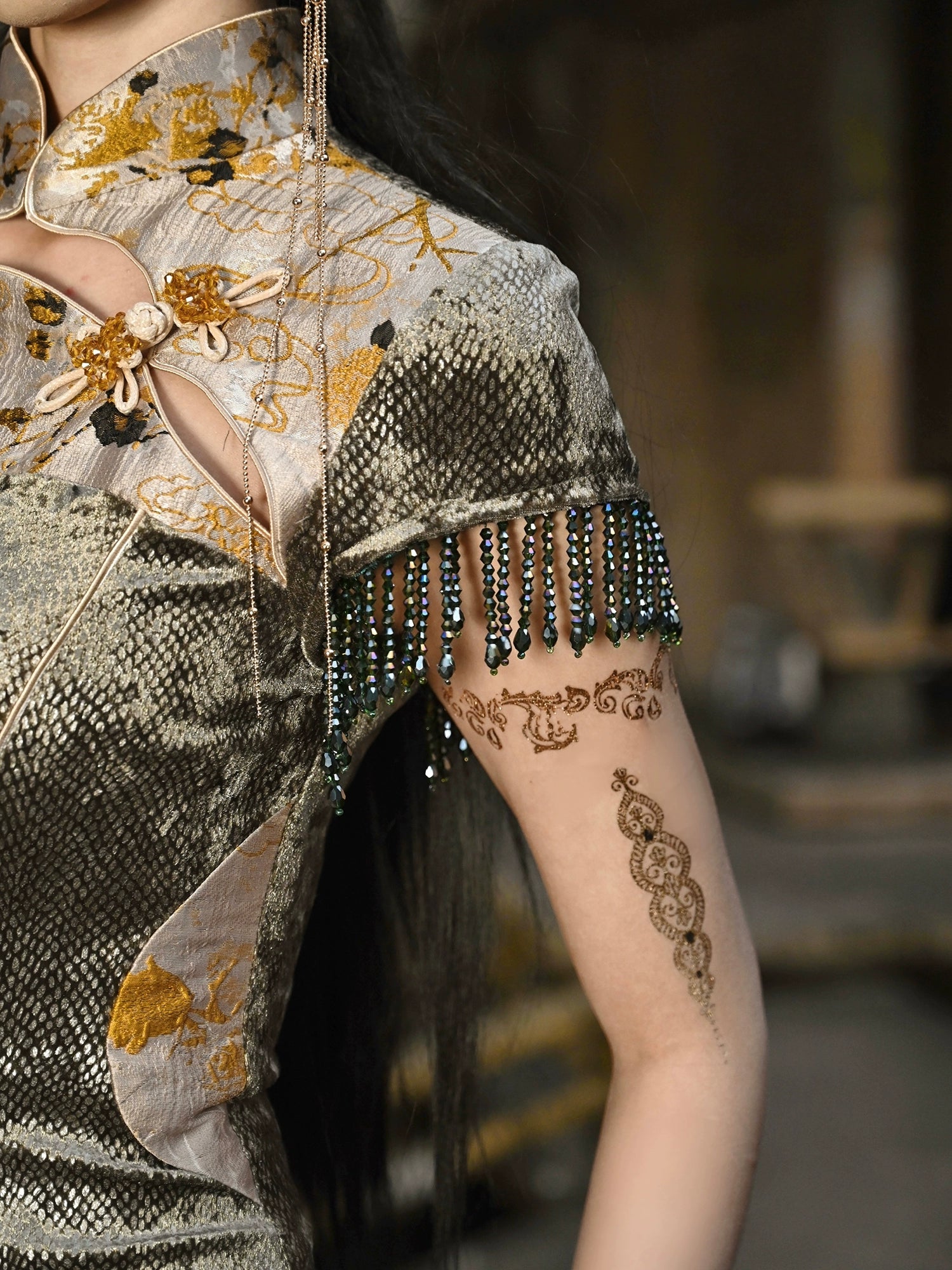 ink 再構築 リメイク チャイナ柄ドラゴン モッズコート ink 再 ink 再構築 リメイク チャイナ柄ドラゴン モッズコート ink 再