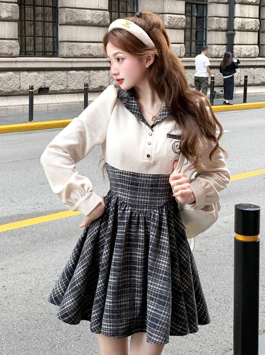 College Style Style Check Suit Color Special Dress Dress