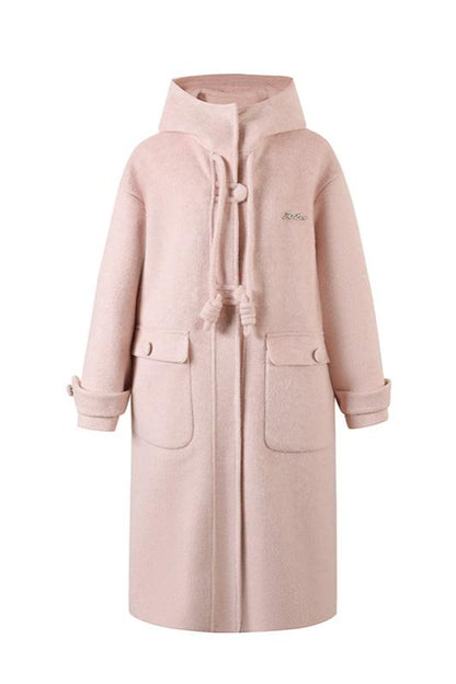 French Single Brest Food Long Wool Coat