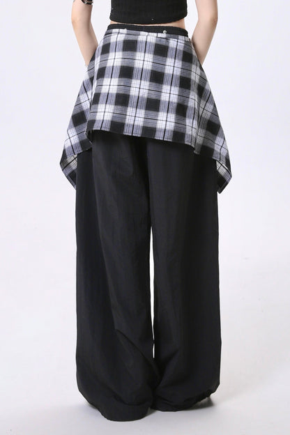 Trendy Check Loose Straight Pants