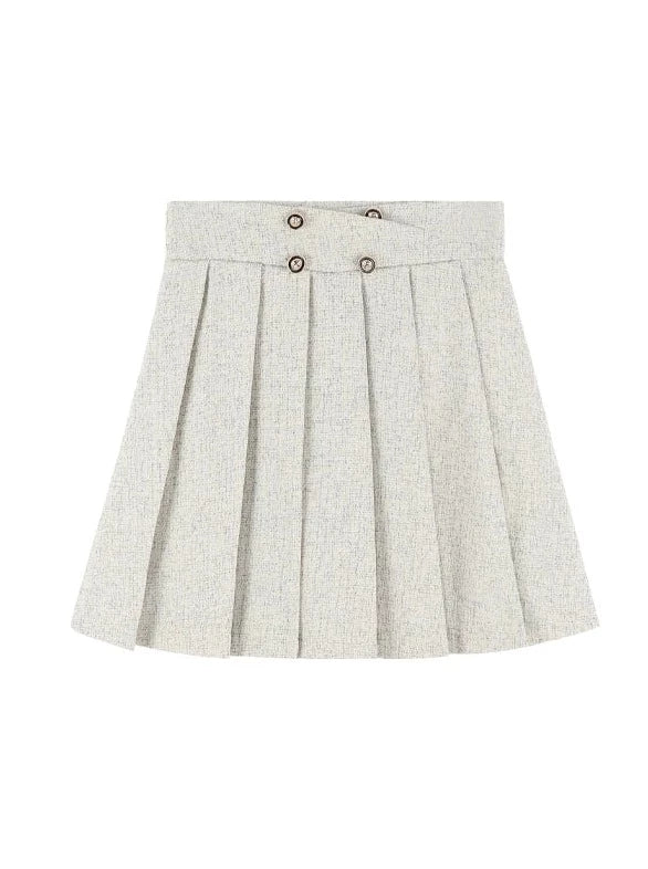 French short style jacket + chic blouse + pleated skirt