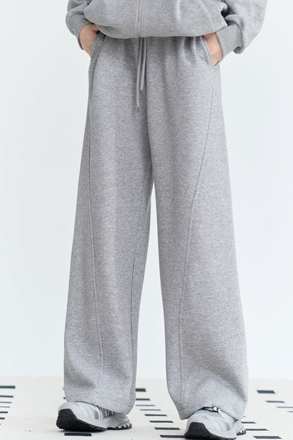 Solid Color Straight Leg Sweat Pants