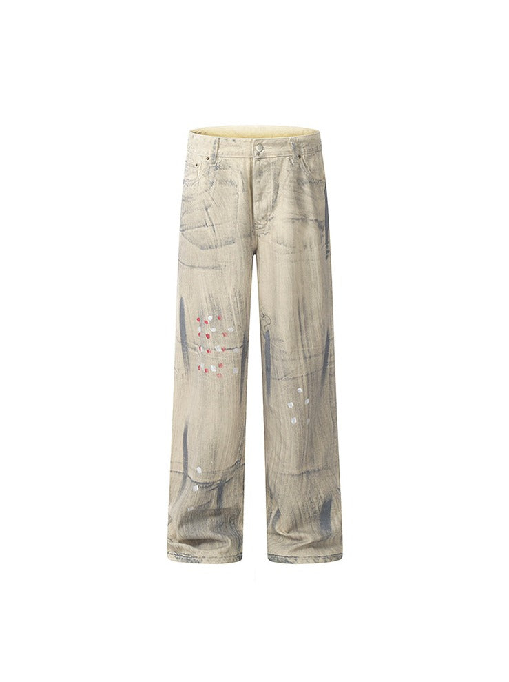 Art Design Wide Leg Denim Pants