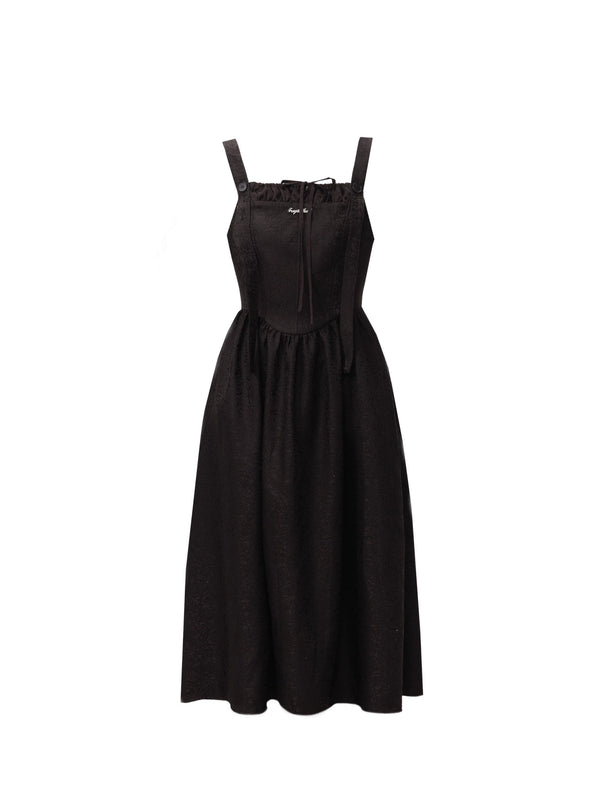 One-Time French Jacquard Pleated Suspender Dress + Overshirt
