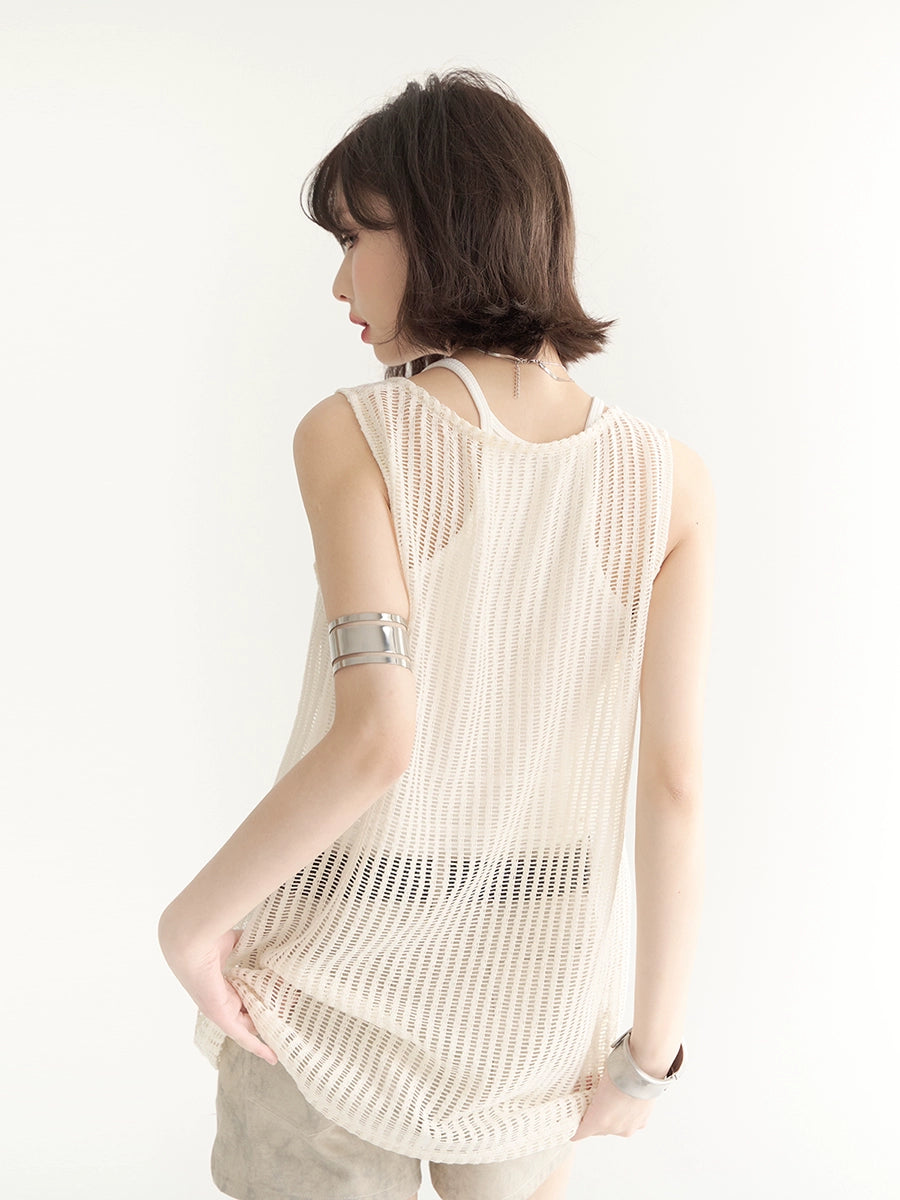 Openwork Sheer Vest Sleeveless Top