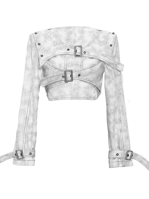 Double Belt Short Dark Gothic Top