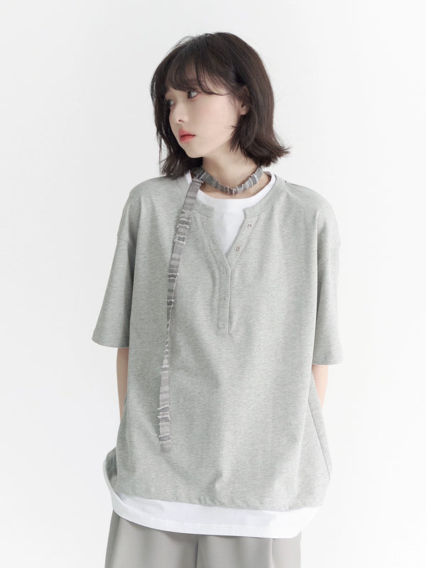 フェイクツーピースルーズハンサムTシャツ