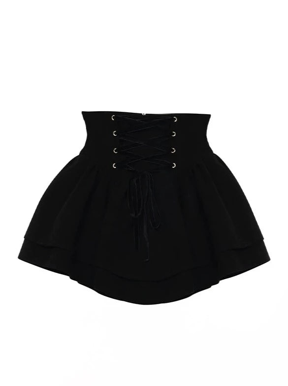 Elegant Frilled Ribbon Shirt + High Waist Flared Skirt