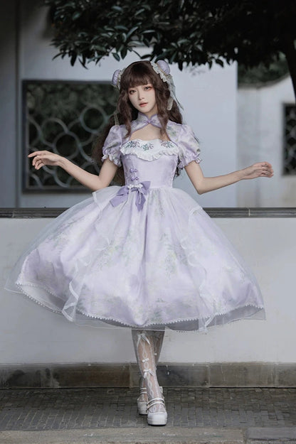 Retro China Flower Purple Lolita Dress