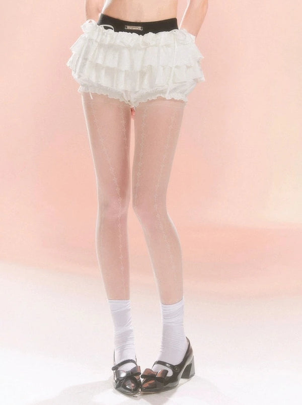 Tiered Flared Lace Pants Skirt