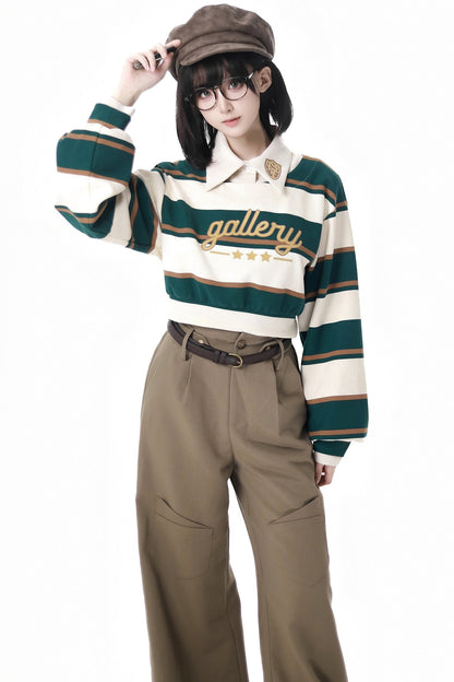 Green Stripe Two Piece Sweat Set