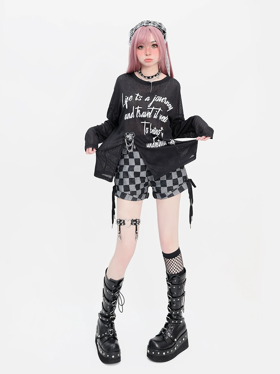 Dark American Logo Sheer Top