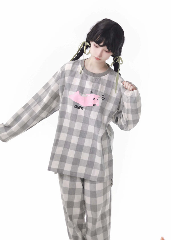 Check Cotton Soft Casual Loungewear Pajamas