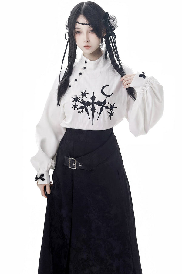 Dark Pattern Waist Long Skirt Setup