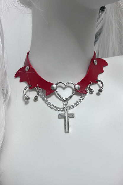 Dark Gothic Wing Cross Necklace