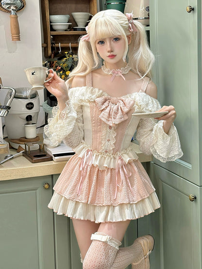 Cheese Sweet Berry Sweet Hot Girl Princess Milk Top + Cake Skirt + Choker