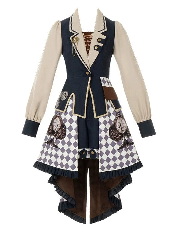 Steampunk Print Embroidery Lolita Fishtail Setup