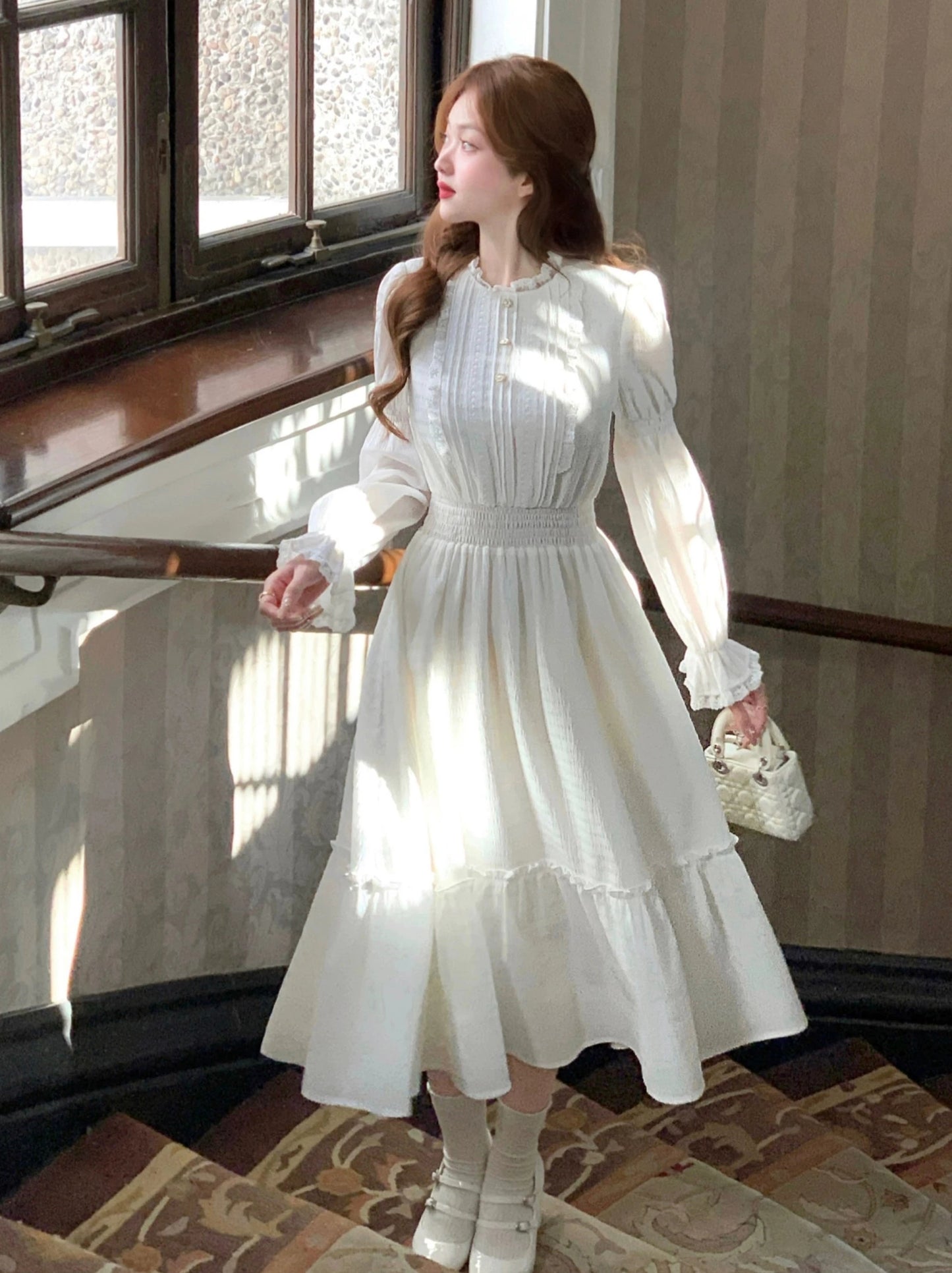 French Retro Romantic Lace Long Dress