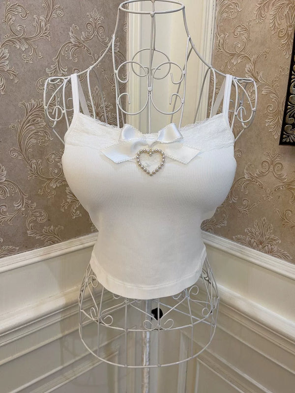 Ribbon Girly Slim Rib Camisole
