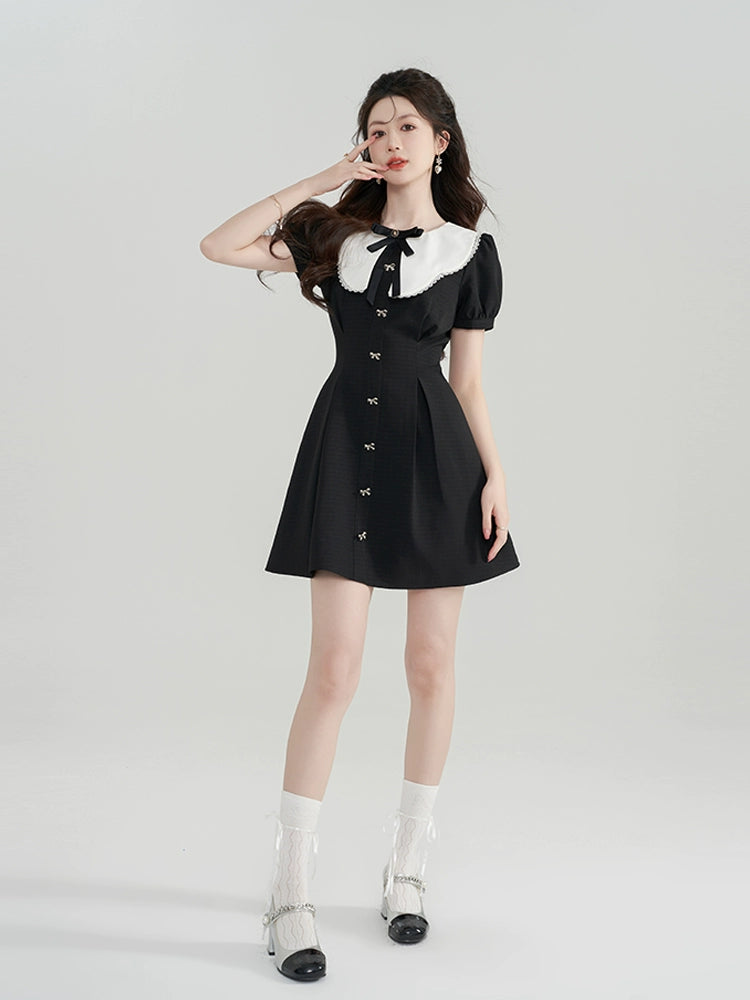 Puff Sleeve Doll Collar Dress