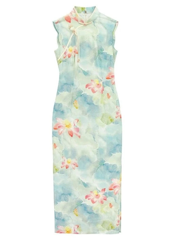 Retro Flower Print Sleeveless Dress