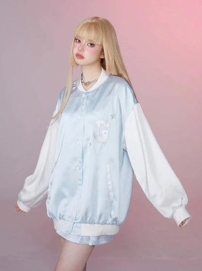 Stadium Sporty Satin Jacket + Pleated Skirt