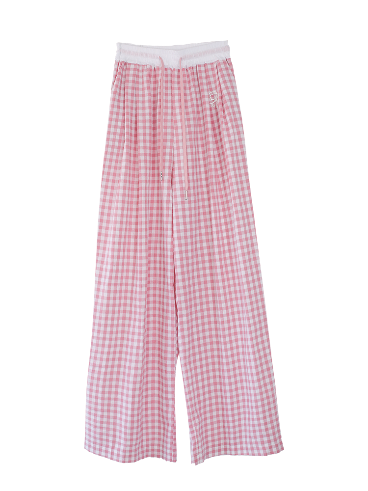 粉色格子甜心 [5/6 20 点钟新款 9.5 全 300-30] 米色上衣 + 粉色格子裤子