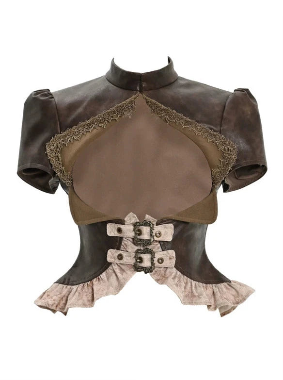 Retro Team Punk European Style Leather Outerwear Cardigan Jacket