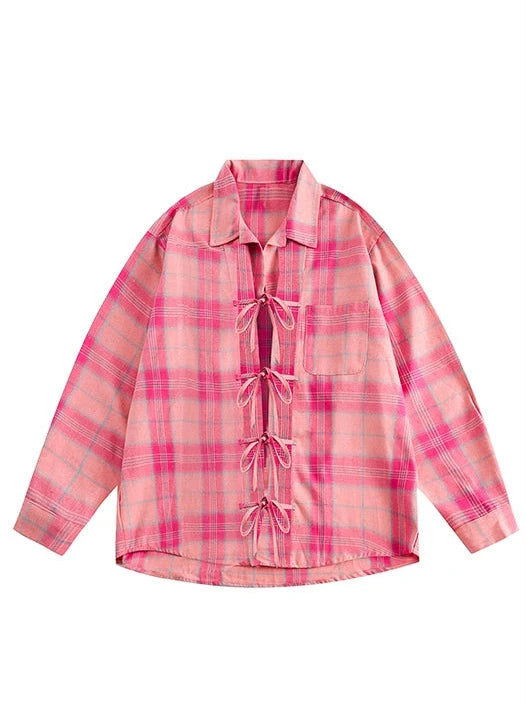 Pink Check Strap Shirt