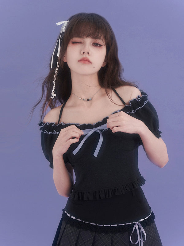 リトルパープルリボンフリルトップス