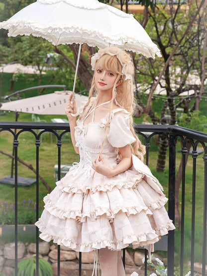 Puff Rose Princess Ribbon Tail Lolita Dress