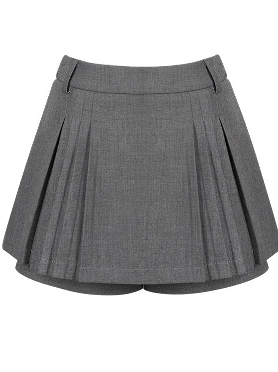 Crew Neck Sailor Top + Pleated Pants Skirt