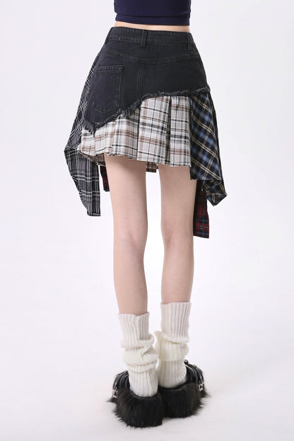 Irregular Splicing Hot Girl Denim Skirt