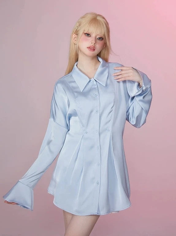 ベイビーサテンウエストマークシャツ