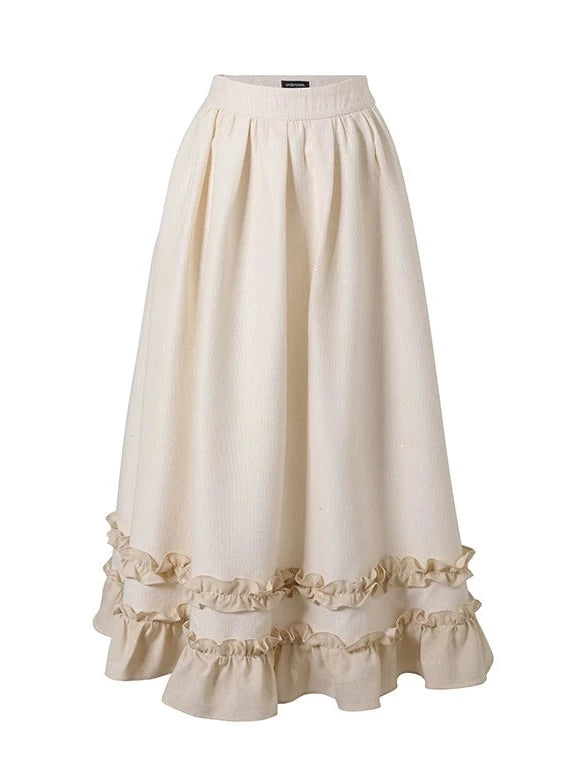 French Ribbon Short Jacket + Ruffle Long Skirt