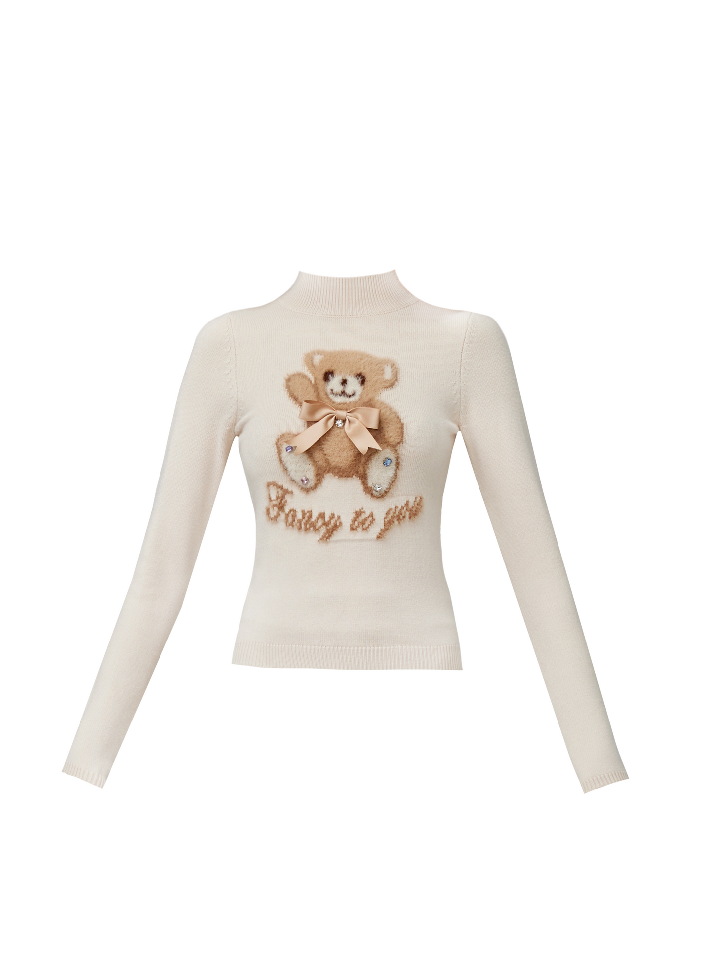 Sweet Bear Tight High Neck Tops + Pleated Skirt