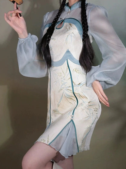 Embroidered Jacquard Cheongsam Dress