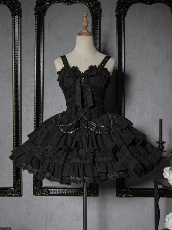 Contract Cross Gothic Short Sweetheart Dress