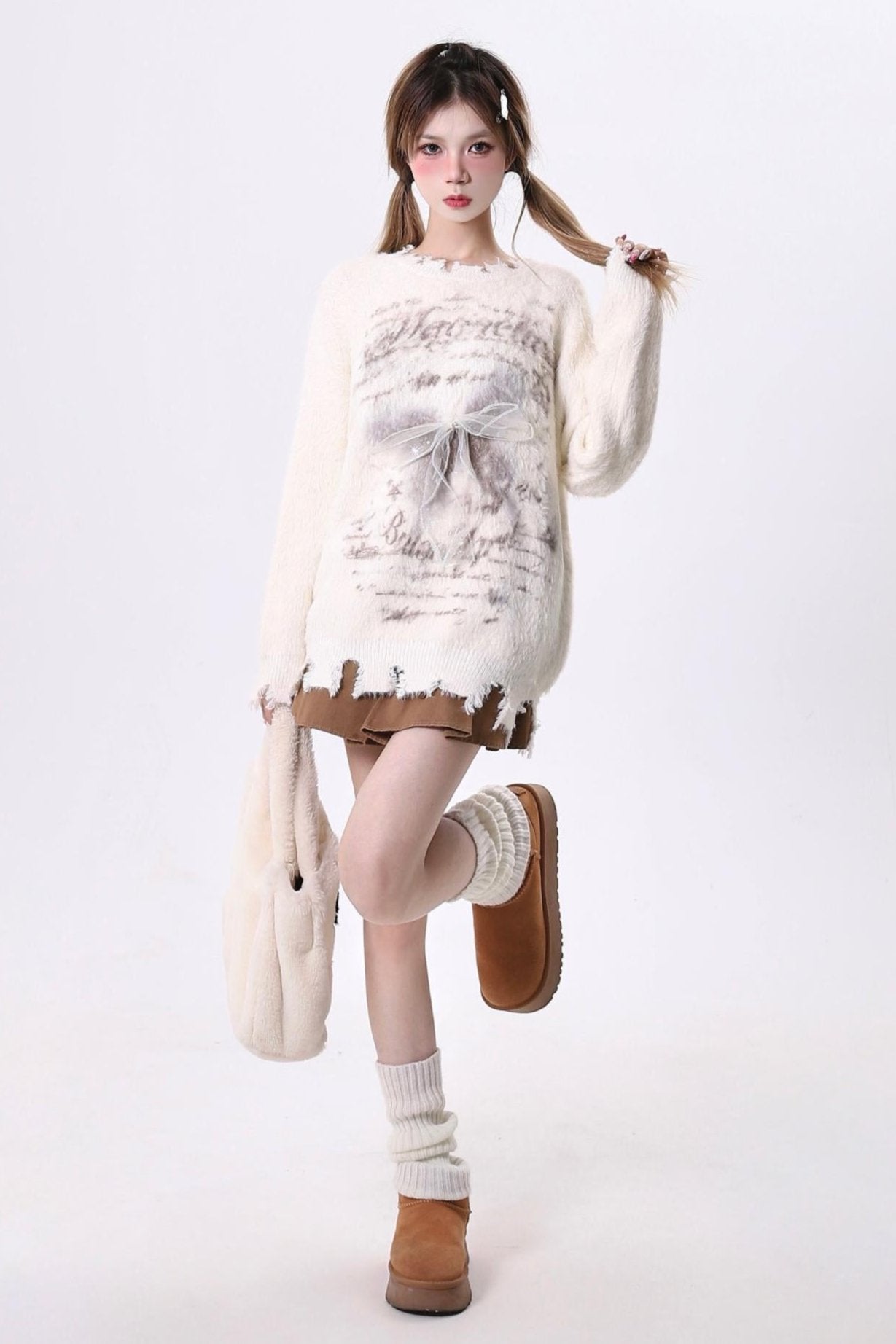 Bow Decoration Distraction Knit Sweater