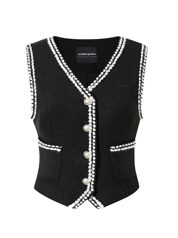 スリーカラースモールフレグランスデザインステッチベスト