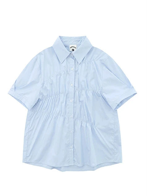 Milk Blue Pleated Design Shirt