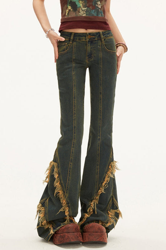 Fringe slim fit retro jeans