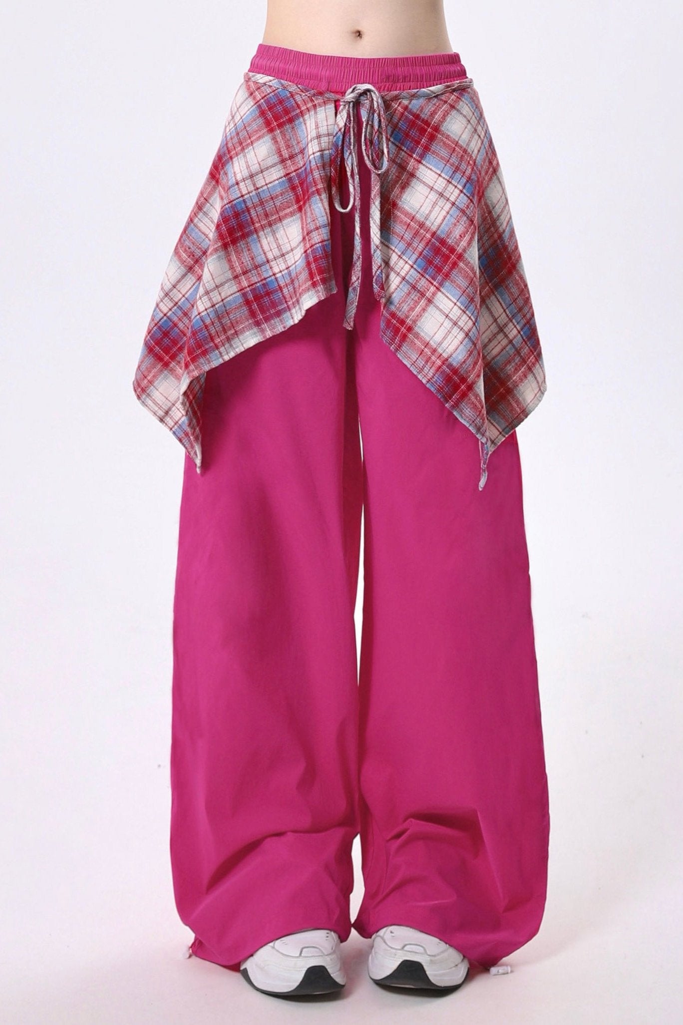 Rose Red Streamer Pockets Pants