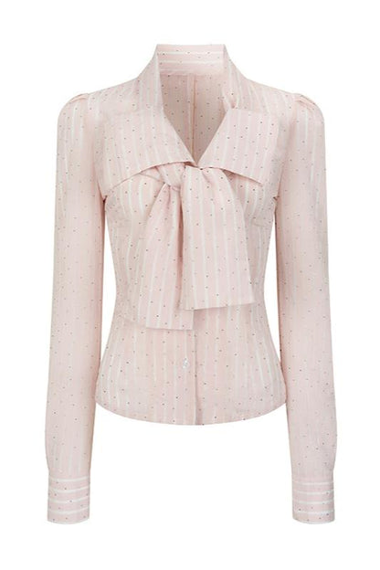 Sparkling Diamond Bow Shirt Top