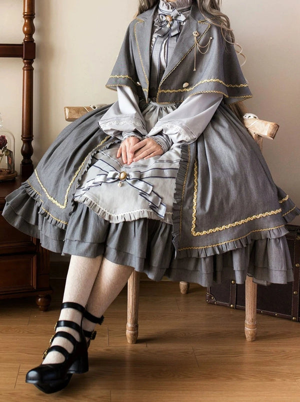 Weirs Letter Ruffle Ribbon Cape Suit