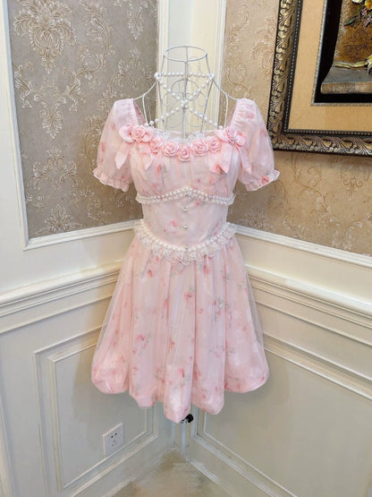 Sweet Pink Girly Flower Dress
