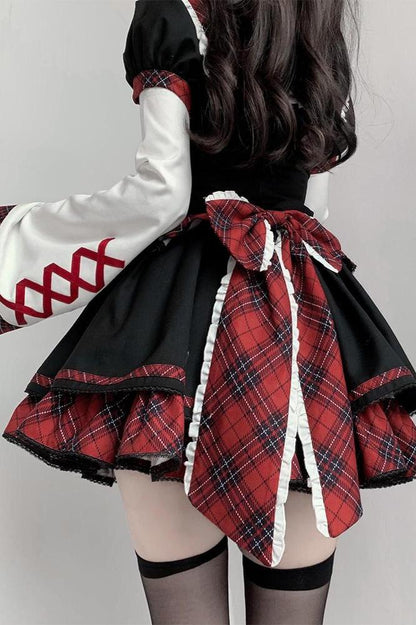 [Reservation product] Lace-Up Checkered Idol Lolita Dress